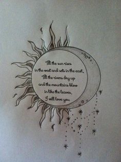 a drawing of a sun with a poem written in the center and stars around it