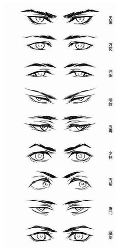 an image of different types of eyes with chinese characters in the bottom left hand corner