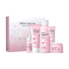 PRICES MAY VARY. 【Rich in Cherry Blossom Extract】: Cherry blossoms have moisturizing and hydrating effects on the skin. They contain natural vitamins A, B, and E, which can help shrink pores, balance facial oil secretion, maintains skin elasticity and reduce fine lines. 【Complete Facial Care Process】: LAIKOU's skin beauty gift can provide everything you need for facial care: cleanser, toner, serum, eye cream and face cream. 【Cleanses & Nourishes Skin】: The toiletries travel kit is infused with c Japan Sakura, Travel Skincare, Moisturizing Toner, Japanese Skincare, Moisturizing Face Cream, Top Skin Care Products, Gift Sets For Women, Skin Care Kit, Beauty Gift Sets