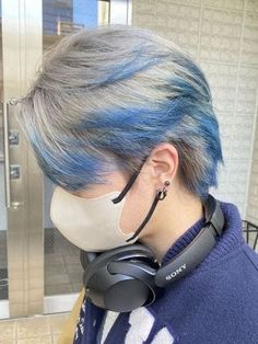 Blue Hair Men, Blue And Blonde Hair, Blue Tips Hair, Hair Color For Men, Icy Blue Hair, Silver Blue Hair, Silver Hair Men, White Hair Men, Bleached Hair Men