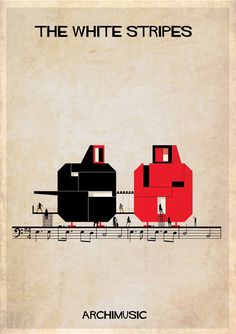 the white stripes album cover art print featuring two red and black train cars on tracks