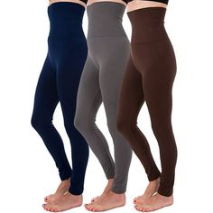 Kuda Moda 3-Pack Women's High Waist Tummy Control Winter Warm Fleece Lined Leggings Stay cozy and stylish with Kuda Moda Women's High Waist Tummy Control Winter Warm Fleece Lined Leggings. These full-length thermal pants feature a thick brushed interior that ensures maximum warmth and comfort. The footless design pairs perfectly with almost any type of shoes, making them a versatile addition to your winter wardrobe. Size: One S/M/L.  Color: Brown.  Gender: female.  Age Group: adult. Bell Bottom Leggings, Leggings Winter, Slim Leggings, Compression Top, Casual Pants Style, Thermal Pants, Lined Leggings, Thermal Leggings, Winter Leggings