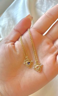 18k gold plated necklace chain and charm with cubic zirconia details Moon Romantic, Sailor Moon Jewelry, Heart Charm Necklace, Elephant Head, Doll Shoes, Gold Plated Necklace, Necklace Chain, Boho Necklace, Vintage Necklace