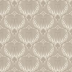 a beige and white wallpaper with an intricate design on the back side of it