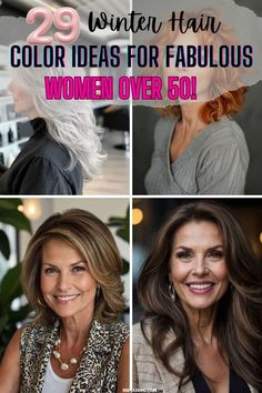 Get inspired by winter hair color ideas for fabulous women over 50. Try trending shades like silver, deep red, and warm brown! #HairColorOver50 #WinterHairInspo #HairIdeas Hair Color For 60 Year Old Women Brunette, Hair Color For Women Over 50, Red Hair Over 50