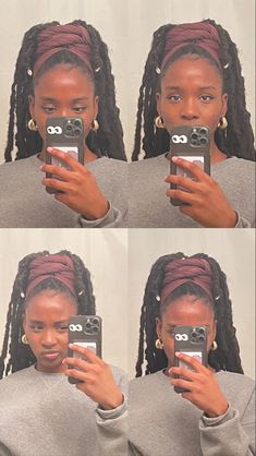 Head scarf hairstyle Head Wrap Faux Locs, Headwrap Styles With Faux Locs, Faux Locs Head Wrap Styles, Loc Styles For Long Hair Head Wraps, Locs Summer Styles, Loc Hairstyles Long Locs, Soft Locs Headwrap, Headwrap Faux Locs, Locs In Scarf