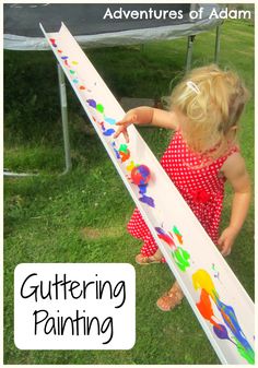 Outside Mark Making Area Eyfs, Welcome Summer Activities For Preschool, Guttering Ideas, Mark Making Early Years, Outdoor Mark Making, Colour Monster, Painting Ideas For Kids, Nursery Garden, Eyfs Activities