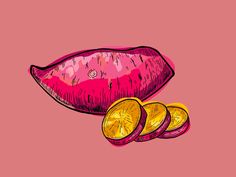 a pink background with some sliced up lemons