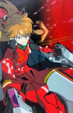 an anime character riding on the back of a motorcycle