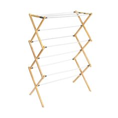 a wooden clothes rack with four rails