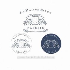 the logo for la maison bleue papiee is shown in three different colors