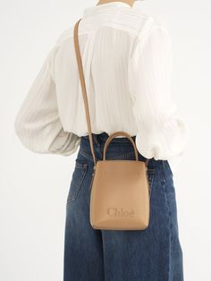 Chloé Micro Chloé Sense Tote Bag In Leather | Chloé US Chloe Medium Tote, Chloe Mini Woody Tote, Chloe Mini C Bag, Chloe See Bag, Chloe Bag Leather, Espadrilles Sneakers, Basket Tote, Slides Sandals, Basket Bag