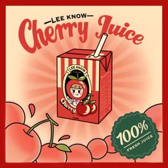 a box of cherry juice with an apple on the side