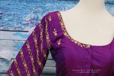 Purple Saree Blouse, Blouse Silk Saree, Saree Bluse, Saree Paithani, Blouse Maggam Work, Saree With Belt, Maggam Work Blouse, Purple Saree, Indian Saree Blouse