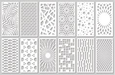 paper cutout patterns for laser cutting and other crafting projects, all in white