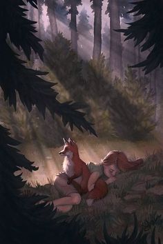 Lost & Found by Shannon Li Forringer Website | Tumblr | Facebook | Society 6 Fox Art, Arte Fantasy, 판타지 아트, Art And Illustration, Red Fox, In The Woods, 그림 그리기, Amazing Art