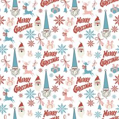 merry christmas seamless background with santa claus and snowflakes on a white background