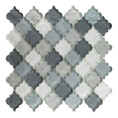 a gray and white mosaic tile pattern