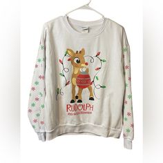 Nwot Christmas Sweatshirt With Rudolph The Red Nosed Reindeer Picture. Find It In My Closet @Jennak_23 Christmas Reindeer Shirt, Rudolph Red Nose, Ugly Christmas Sweater Reindeer, Reindeer Shirt, Rudolph The Red Nosed Reindeer, Rudolph The Red, Red Nose, Red Nosed Reindeer, Movie T Shirts