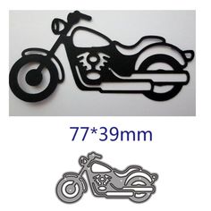 a motorcycle with skull on the front and side is cut out from metal, which has been