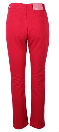 Description: Valentino red denim pants button fly closure skinny straight leg style waist: 27 inches hip: 37.5 inches rise: 11 inches inseam: 27.75 inches Details: Size: 26 Material: cotton Brand: Valentino Condition: gently used, there's discoloration and light overall wear Shipping: STANDARD: $9.95 EXPEDITED: $19.95 Red Mid-rise Jeans With Five Pockets, Red Mid-rise Cotton Jeans, Red Mid-rise Jeans, Red Straight Leg Jeans For Work, Red Straight Leg Jeans For Spring, Red Straight Leg Bottoms With Five Pockets, Red Straight Leg Jeans, Red Mid-rise Jeans For Workwear, Red Mid-rise Jeans For Work