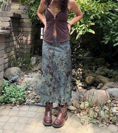 Teal and Brown Ankle Length Floral Skirt Size Small Casual Fitted Ankle-length Maxi Skirt, Fitted Ankle-length Casual Maxi Skirt, Fitted Ankle-length Maxi Skirt For Summer, Long Skirt Outfit, Teal And Brown, Long Skirt Outfits, Womens Skirts, Skirt Outfit, Linen Skirt