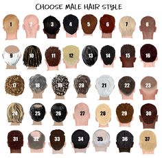 an image of different types of hair styles for men and women with numbers on them