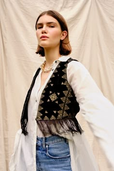 Ella Rocker Vest | Free People Ropa Upcycling, 70s Inspired Fashion, Bohol, Vest Outfits, Soft Grunge, Looks Style, Mode Inspiration, 70s Fashion, Boho Clothing