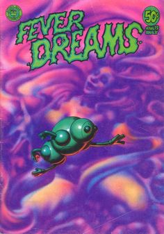 a book cover with an image of a frog floating in the air and text reading fever dreams