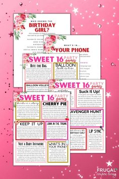 So what do you do at a sweet 16 party? Of course you can dance. You can talk. You can hang out. But if you want the ultimate Sweet 16 celebration, it's important to have sweet 16 entertainment ideas. Transform your Sweet 16 celebration into an unforgettable event with our collection of Printable Sweet 16 Party Games! Elevate the fun at your gathering with engaging activities that cater to the party girl and her fabulous guests. From spirited balloon games and lively minute-to-win challenges to i Sweet 16 Birthday Games, Outdoor Sweet 16 Party Ideas, 16 Birthday Party Games, Sweet 16 Activities, Outdoor Sweet 16, Sweet 16 Party Games, Balloon Games, Teen Party Games, Sweet 16 Party