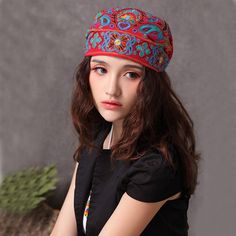 These Mexican style headwraps give live and add color to your presence.    SIZE:Free Size Elastic can stretch Beanies Girth: 56-58cm Material: COTTON Vintage Nakışlar, Embroidery Caps, Turban Headwrap, Hat Embroidery, Great Gifts For Women, Winter Hats For Women, Floral Fashion, Mexican Style, Bandana Print