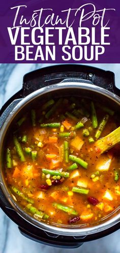 the instant pot vegetable bean soup is ready to be eaten