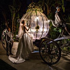 an image of a bride and groom in front of a carriage