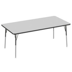 a rectangular table with two legs and a gray top