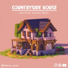 an image of a house that is made out of lego blocks with the words countrysideside house survival starter base