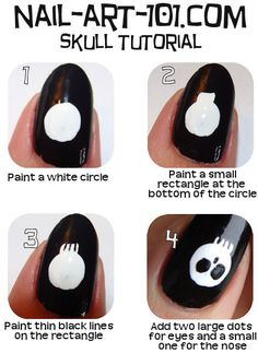 Great for halloween! Halloween Nail Art Tutorial, Skull Nail Art, Nailart Tutorial, Diy Skulls, Skull Nails, Milky Nails, Punk Nails, Grunge Nails, Nail Swag