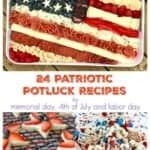 an advertisement for patriotic potluck recipes with images of the american flag on it