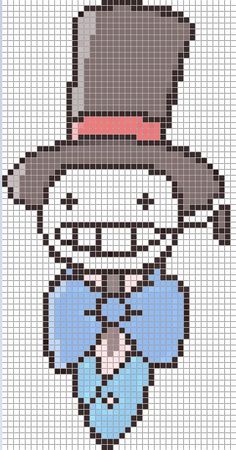 a cross stitch pattern with an image of a person wearing a hat