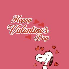 snoopy valentine's day card with hearts flying out of his mouth and the words, happy valentine's day