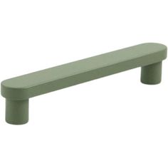 a green cabinet handle on a white background