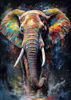 'Elephant painting' Poster by Arnas Čemerka | Displate Elephant Poster, Images D'art, Wildlife Pictures, Wild Animals Pictures