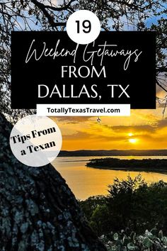 the sun setting over water and trees with text that reads 19 wedding gifts from dallas, tx