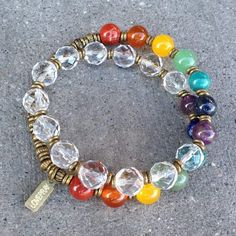 Bracelets - Chakras, Genuine Gemstones And Quartz Crystal 27 Bead Wrap Mala Chakra Bracelet Memory Wire Jewelry, The 7 Chakras, Artsy Jewelry, Crystal Chakra, Chakra Beads, African Trade Beads, Chakra Necklace, Chakra Jewelry, Mala Bracelet