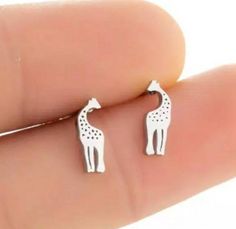 Cute stainless steel stud earrings. Packaged beautifully  in a silver organza bag. Giraffe Earrings, Giraffe Baby, Star Earrings Stud, Earrings Cute, Black Earrings, Girls Earrings, Matching Necklaces, Animal Jewelry, Star Earrings