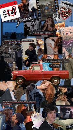 a collage of photos with people and cars