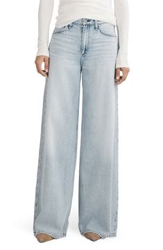 rag & bone Sofie Featherweight Wide Leg Jeans | Nordstrom Non-stretch Wide-leg Cotton Jeans, Luxury Wide-leg Relaxed Fit Jeans, Non-stretch Wide Leg Washed Jeans, Pre-washed Wide Leg Relaxed Fit Jeans, Luxury Garment-washed Wide-leg Jeans, Rag & Bone, Wide Leg Jeans, Warm Weather, Stretch Denim