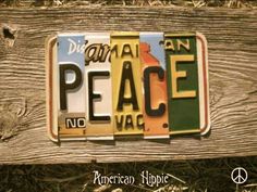 a license plate that says peace on it