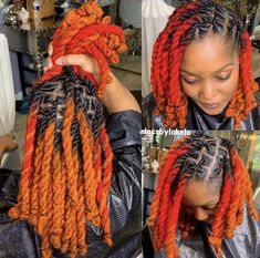 Orange Red Locs Black Women, Red And Orange Locs, Ginger And Red Locs, Dreads Color, Spirituality Journey, Ginger Locs, Dyed Locs, Short Dreadlocks