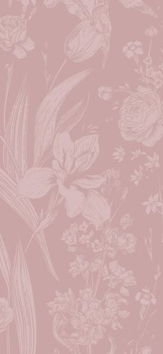 a pink wallpaper with flowers on it