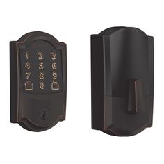 Increase security and protection at your front door with the Schlage Encode Camelot Aged Bronze WiFi Deadbolt & Handleset Bundle. This bundle includes the secure Schlage Encode Electronic Deadbolt paired with a stylish exterior handleset that is easy to install and provides a customized entryway.Schlage Encode™ smart Wi-fi deadbolt offers peace of mind from anywhere by allowing you to remotely manage your lock via the Schlage Home app or Key by Amazon app. There's no need to purchase an extra accessory/hub to connect to your lock from anywhere it will connect to your home’s Wi-fi signal similar to your laptop, making it easy and intuitive to use. Graded best in security, durability and finish by industry experts, Schlage Encode™ smart Wi-fi deadbolt offers the advanced features of secure e Interior Door Hardware, Biometric Lock, Door Handles And Locks, Gifts For Tech Lovers, Cool Tech Gifts, Aged Bronze, Apple Homekit, Smart Lock, Gadget Gifts